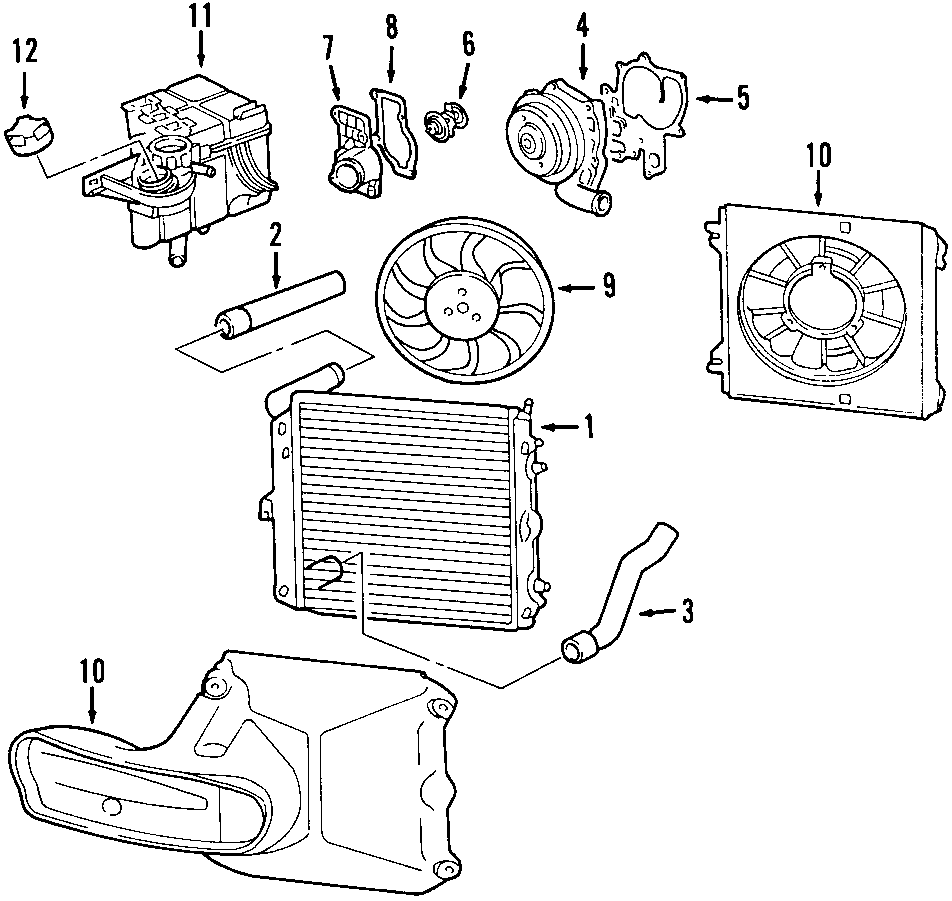 Diagram COOLING SYSTEM. COOLING FAN. WATER PUMP. for your Porsche Cayenne  