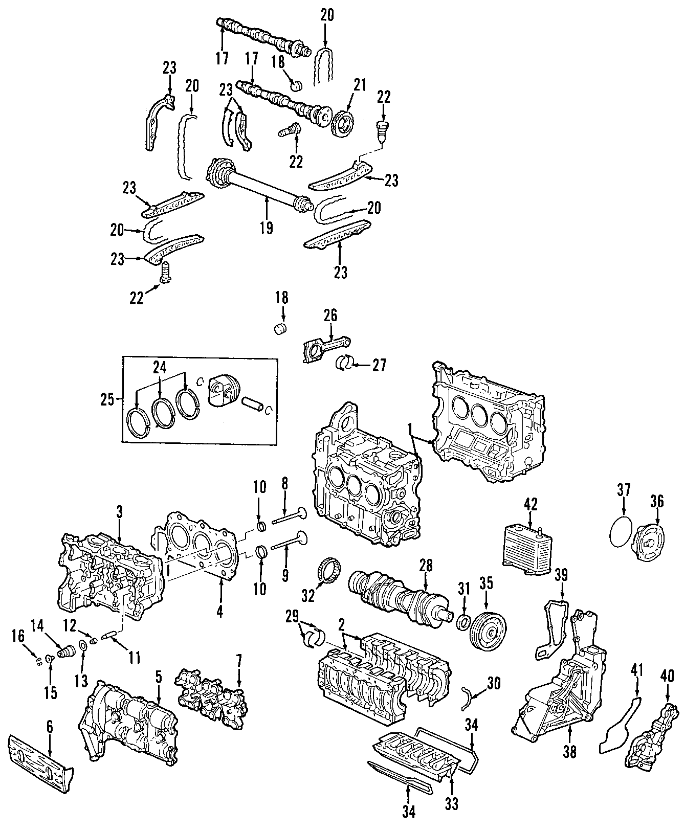 Diagram CAMSHAFT & TIMING. CRANKSHAFT & BEARINGS. CYLINDER HEAD & VALVES. LUBRICATION. MOUNTS. PISTONS. RINGS & BEARINGS. for your Porsche Cayenne  