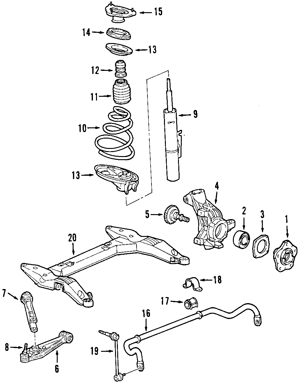 Diagram FRONT SUSPENSION. LOWER CONTROL ARM. STABILIZER BAR. SUSPENSION COMPONENTS. for your 2005 Porsche Cayenne  Turbo Sport Utility 