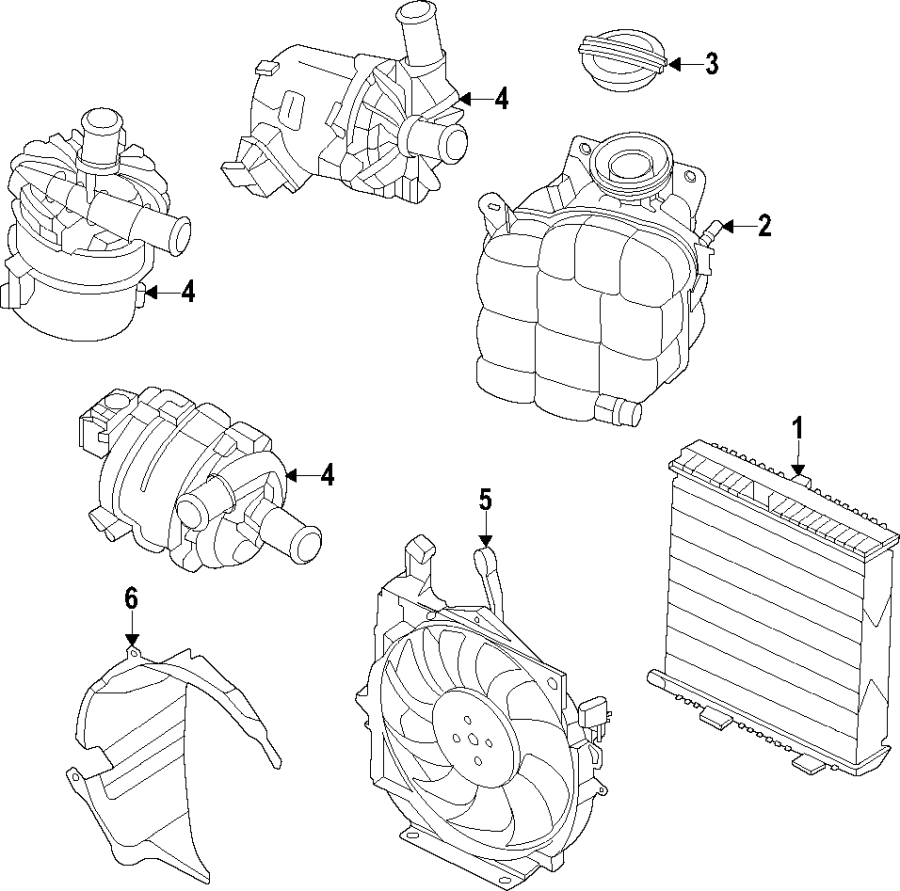 4Cooling system. Cooling fan. Radiator. Water pump.https://images.simplepart.com/images/parts/motor/fullsize/F407010.png