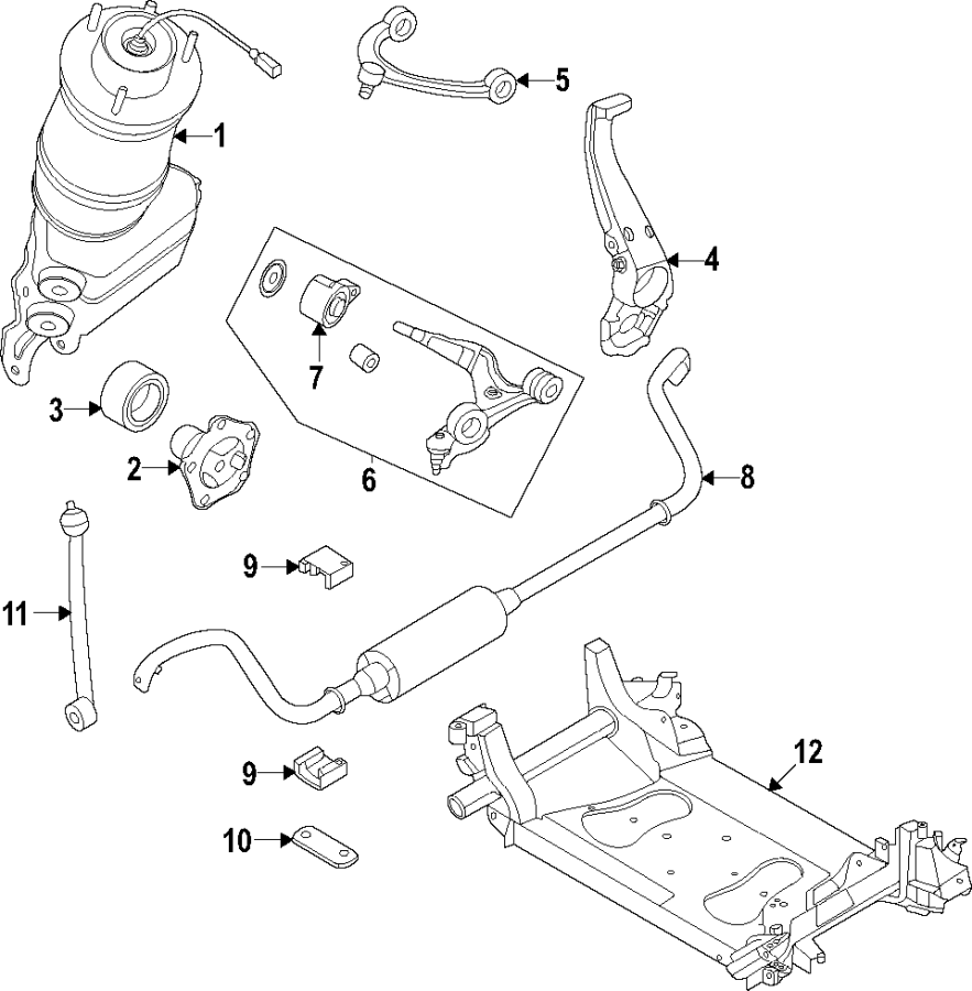 Diagram Front suspension. for your Porsche Cayenne  