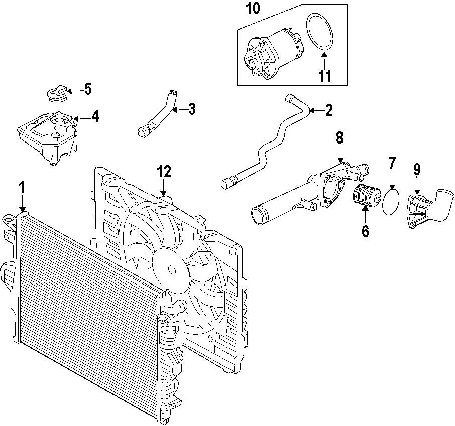 Diagram COOLING SYSTEM. COOLING FAN. RADIATOR. WATER PUMP. for your Porsche Cayenne  