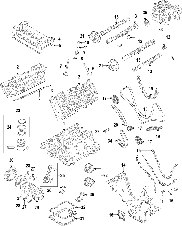 Diagram CAMSHAFT & TIMING. CRANKSHAFT & BEARINGS. CYLINDER HEAD & VALVES. LUBRICATION. MOUNTS. PISTONS. RINGS & BEARINGS. for your Porsche