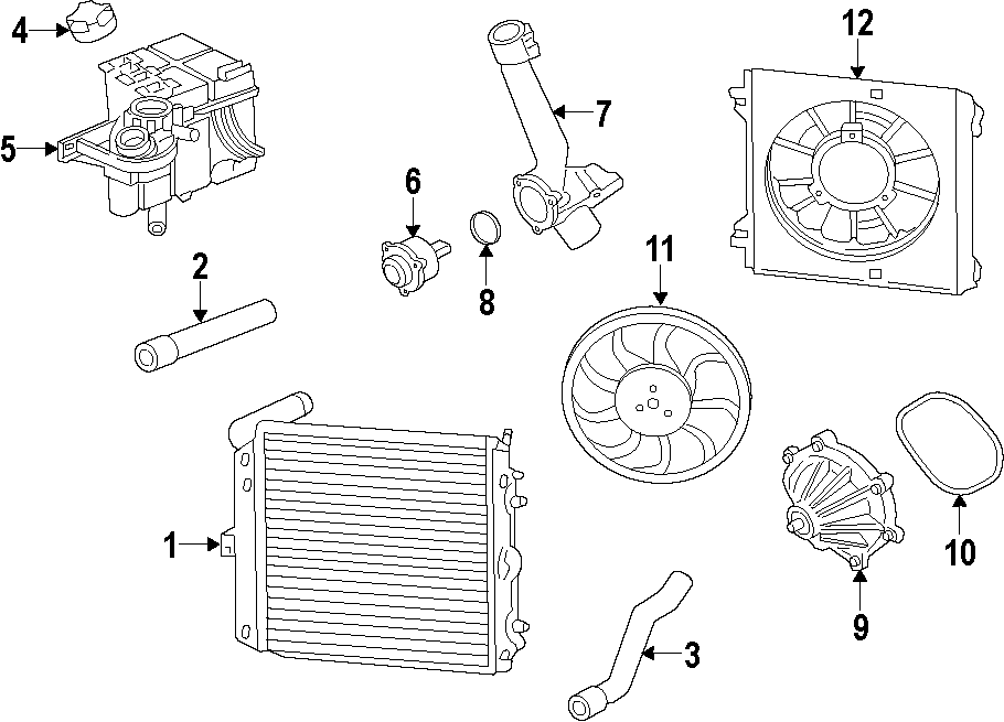 Diagram Cooling system. Cooling fan. Water pump. for your 2010 Porsche Cayenne  Turbo Sport Utility 