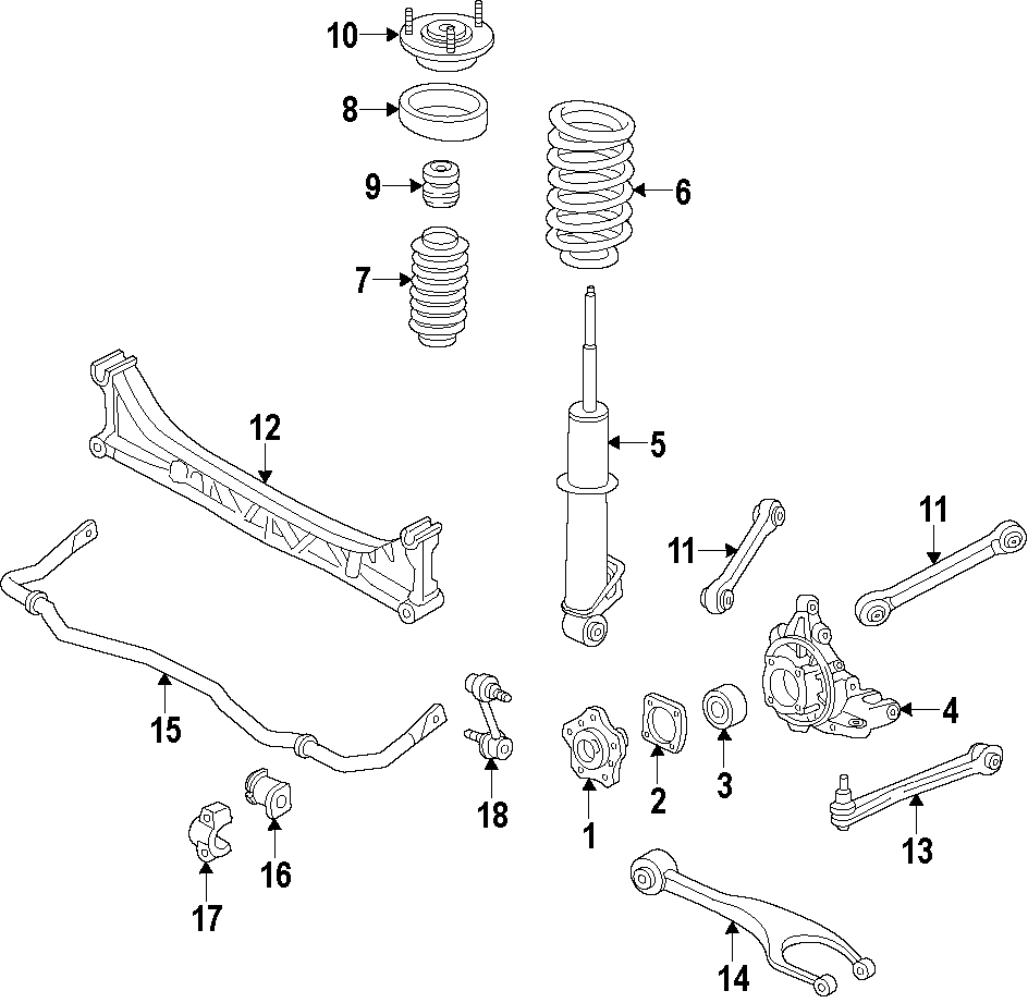 Diagram REAR SUSPENSION. LOWER CONTROL ARM. STABILIZER BAR. SUSPENSION COMPONENTS. for your 2020 Porsche Cayenne   