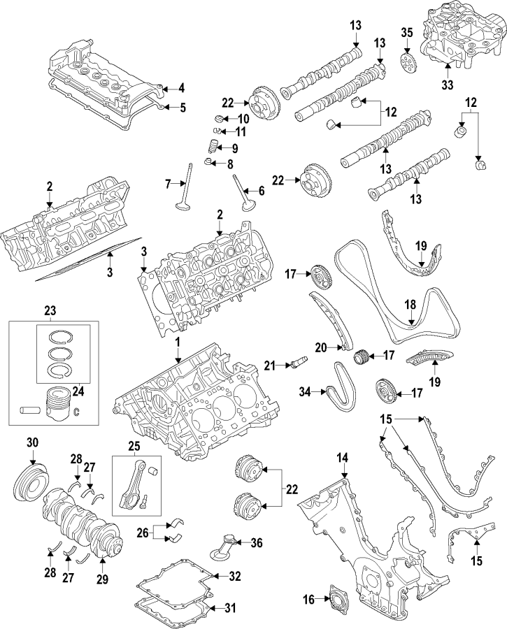 Diagram CAMSHAFT & TIMING. CRANKSHAFT & BEARINGS. CYLINDER HEAD & VALVES. LUBRICATION. MOUNTS. PISTONS. RINGS & BEARINGS. for your 2009 Porsche Cayenne  Turbo Sport Utility 