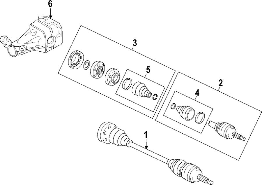 Diagram Rear axle. Axle shafts & joints. Differential. Drive axles. Propeller shaft. for your 2015 Porsche Macan   