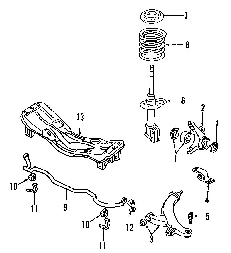 12FRONT SUSPENSION. LOWER CONTROL ARM. STABILIZER BAR. SUSPENSION COMPONENTS.https://images.simplepart.com/images/parts/motor/fullsize/F461060.png