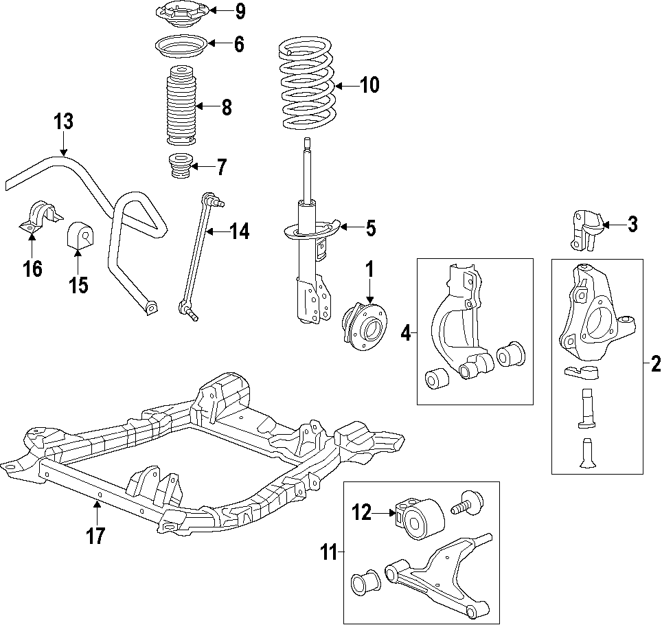 11FRONT SUSPENSION. LOWER CONTROL ARM. RIDE CONTROL. STABILIZER BAR. SUSPENSION COMPONENTS.https://images.simplepart.com/images/parts/motor/fullsize/F46A045.png