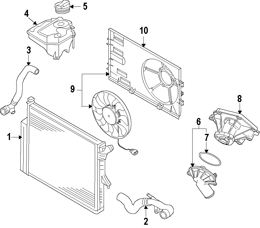 Diagram COOLING SYSTEM. COOLING FAN. RADIATOR. WATER PUMP. for your 2015 Porsche Cayenne   