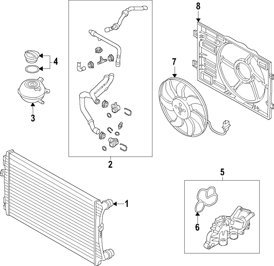 5Cooling system. Cooling fan. Radiator. Water pump.https://images.simplepart.com/images/parts/motor/fullsize/F50G023.png