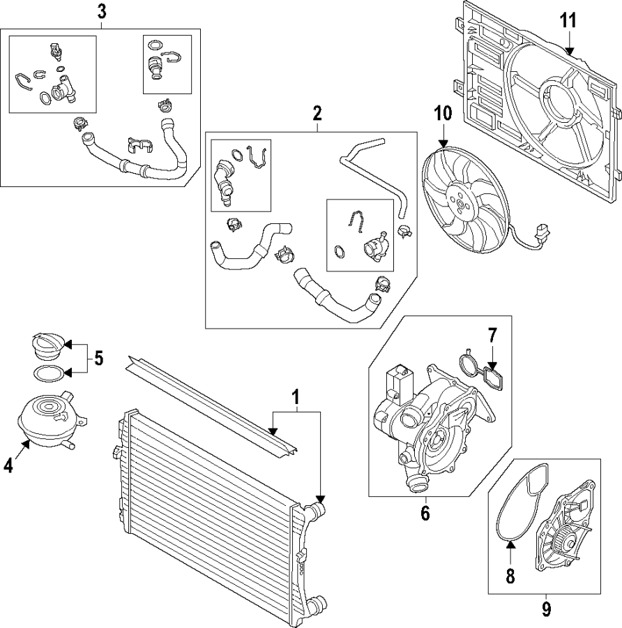 2Cooling system. Cooling fan. Radiator. Water pump.https://images.simplepart.com/images/parts/motor/fullsize/F50G025.png