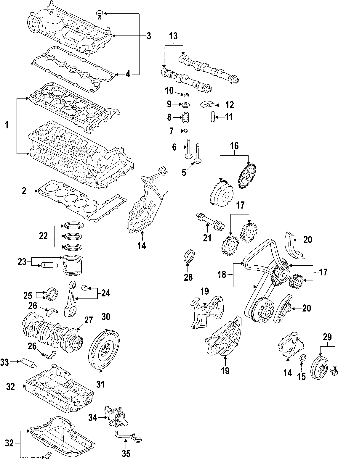 19CAMSHAFT & TIMING. CRANKSHAFT & BEARINGS. CYLINDER HEAD & VALVES. LUBRICATION. MOUNTS. PISTONS. RINGS & BEARINGS.https://images.simplepart.com/images/parts/motor/fullsize/F510055.png