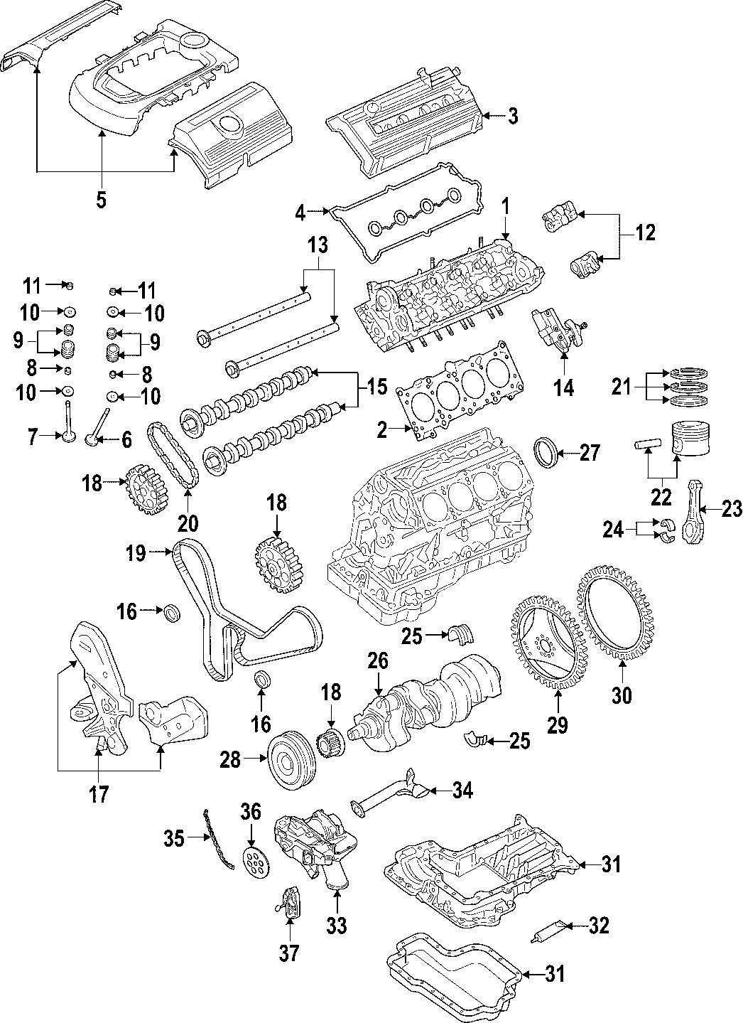 15CAMSHAFT & TIMING. CRANKSHAFT & BEARINGS. CYLINDER HEAD & VALVES. LUBRICATION. MOUNTS. PISTONS. RINGS & BEARINGS.https://images.simplepart.com/images/parts/motor/fullsize/F513040.png