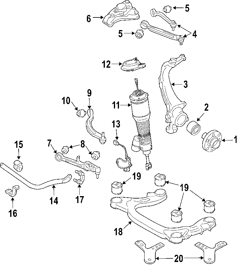 19FRONT SUSPENSION. LOWER CONTROL ARM. STABILIZER BAR. SUSPENSION COMPONENTS.https://images.simplepart.com/images/parts/motor/fullsize/F514050.png