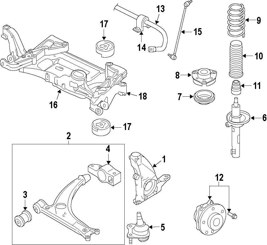 2FRONT SUSPENSION. LOWER CONTROL ARM. STABILIZER BAR. SUSPENSION COMPONENTS.https://images.simplepart.com/images/parts/motor/fullsize/F519030.png