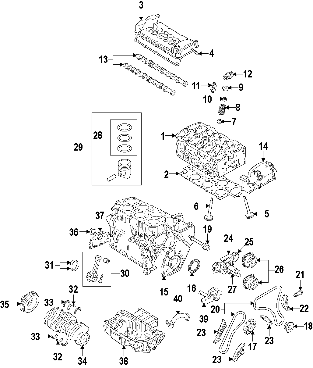 29CAMSHAFT & TIMING. CRANKSHAFT & BEARINGS. CYLINDER HEAD & VALVES. LUBRICATION. MOUNTS. PISTONS. RINGS & BEARINGS.https://images.simplepart.com/images/parts/motor/fullsize/F51B080.png