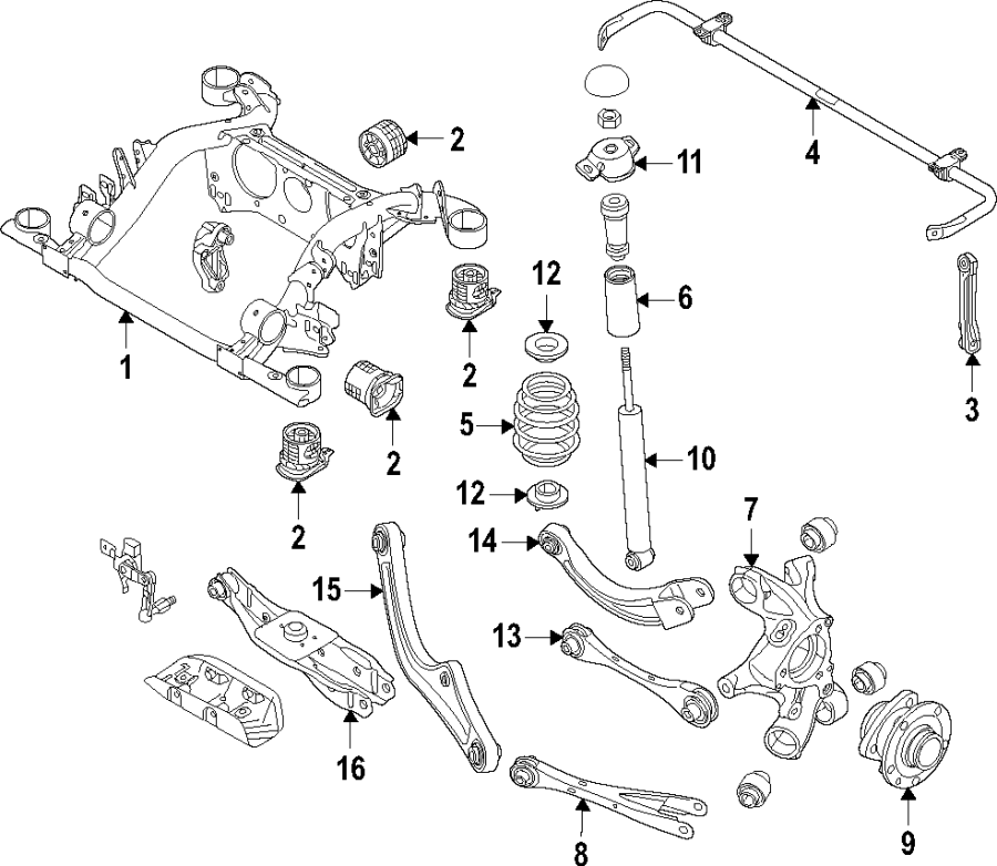 7Rear suspension. Lower control arm. Stabilizer bar. Suspension components. Upper control arm.https://images.simplepart.com/images/parts/motor/fullsize/F51J070.png