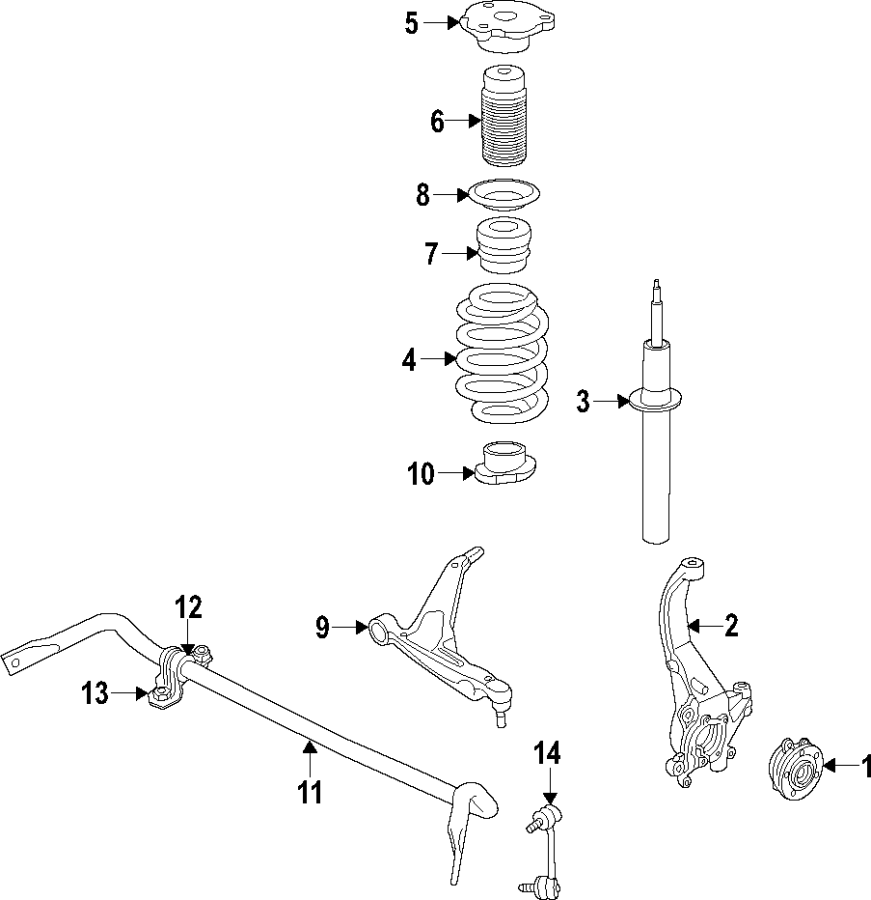 13FRONT SUSPENSION. LOWER CONTROL ARM. STABILIZER BAR. SUSPENSION COMPONENTS.https://images.simplepart.com/images/parts/motor/fullsize/F534040.png