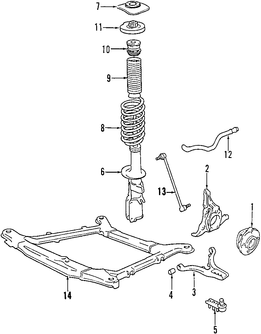 14FRONT SUSPENSION. LOWER CONTROL ARM. STABILIZER BAR. SUSPENSION COMPONENTS.https://images.simplepart.com/images/parts/motor/fullsize/F537050.png