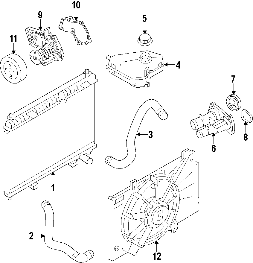 Diagram COOLING SYSTEM. COOLING FAN. RADIATOR. WATER PUMP. for your Ford Ranger  