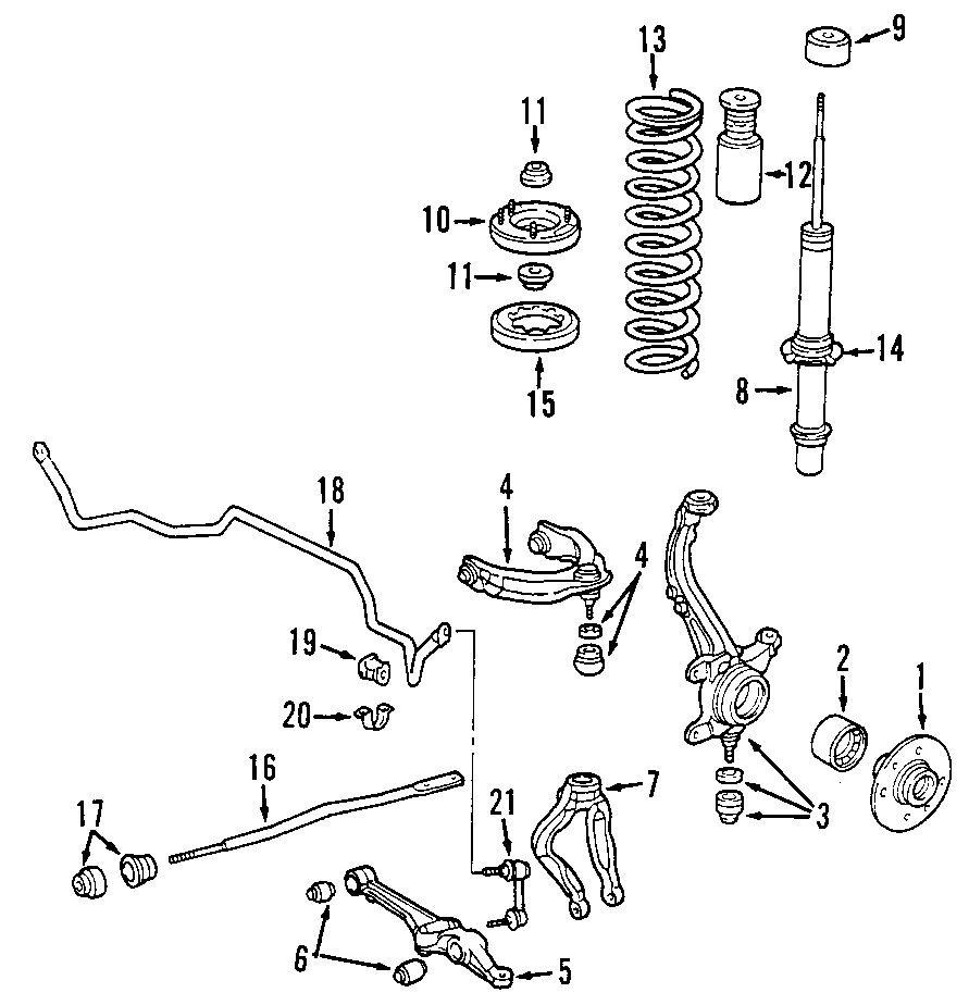 FRONT SUSPENSION. LOWER CONTROL ARM. STABILIZER BAR. SUSPENSION COMPONENTS. UPPER CONTROL ARM.