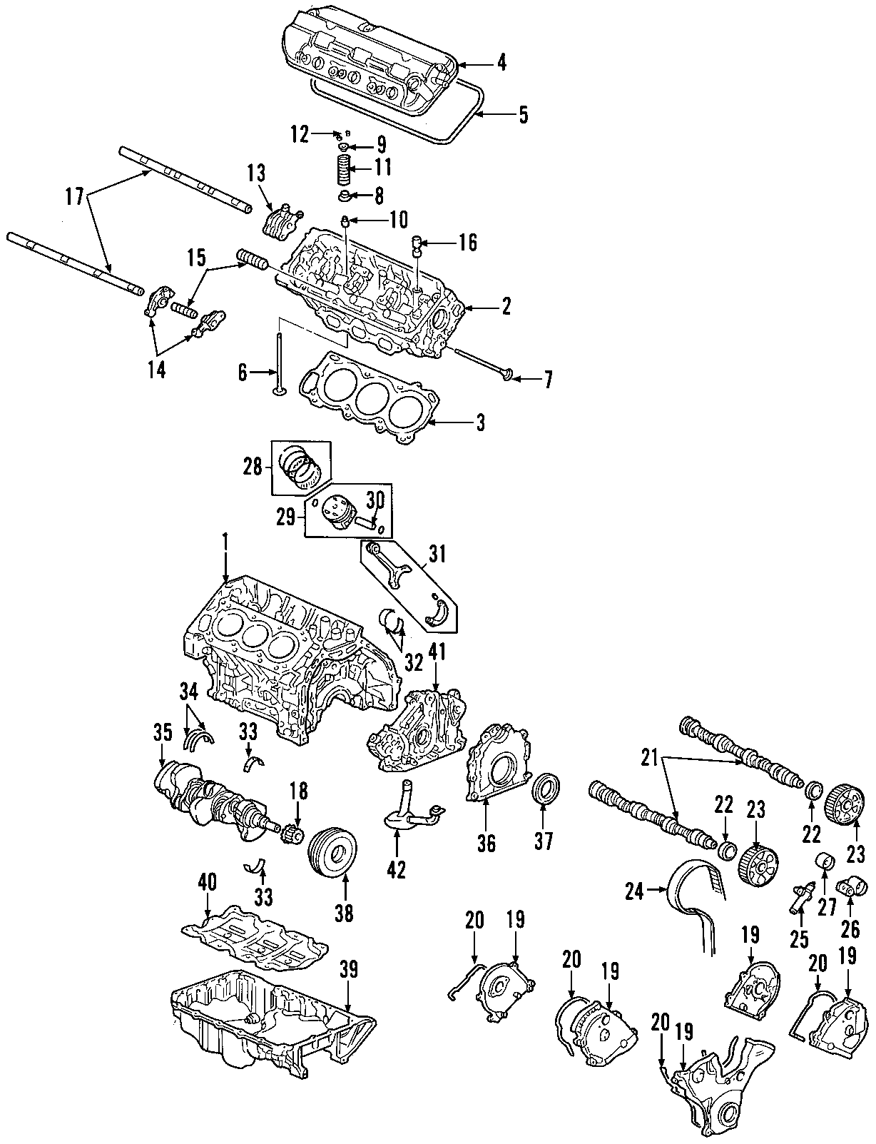 31CAMSHAFT & TIMING. CRANKSHAFT & BEARINGS. CYLINDER HEAD & VALVES. LUBRICATION. MOUNTS. PISTONS. RINGS & BEARINGS.https://images.simplepart.com/images/parts/motor/fullsize/F617030.png