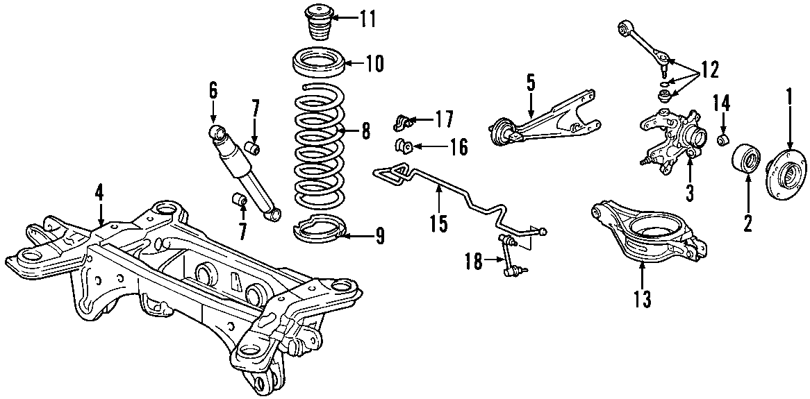 REAR SUSPENSION. LOWER CONTROL ARM. STABILIZER BAR. SUSPENSION COMPONENTS. UPPER CONTROL ARM.