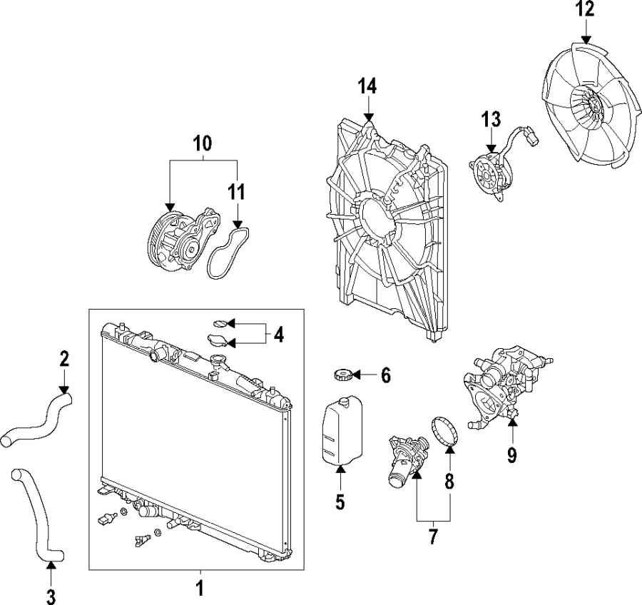 1Cooling system. Cooling fan. Radiator. Water pump.https://images.simplepart.com/images/parts/motor/fullsize/F61C030.png