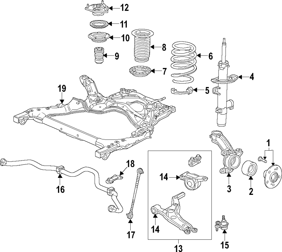 11FRONT SUSPENSION. LOWER CONTROL ARM. STABILIZER BAR. SUSPENSION COMPONENTS.https://images.simplepart.com/images/parts/motor/fullsize/F61G040.png