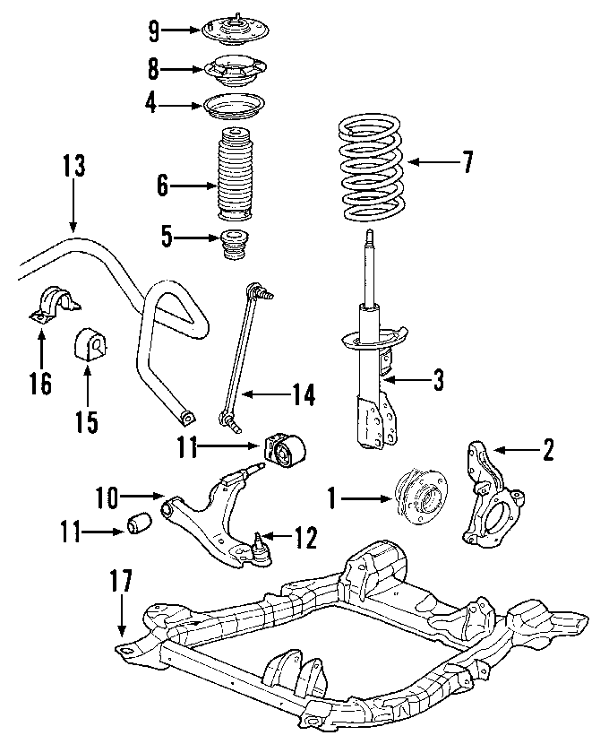 11FRONT SUSPENSION. RIDE CONTROL. STABILIZER BAR. SUSPENSION COMPONENTS.https://images.simplepart.com/images/parts/motor/fullsize/F639040.png