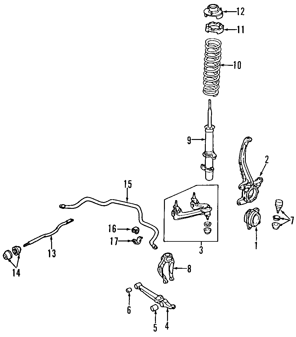 Front suspension. Lower control arm. Stabilizer bar. Suspension components. Upper control arm.