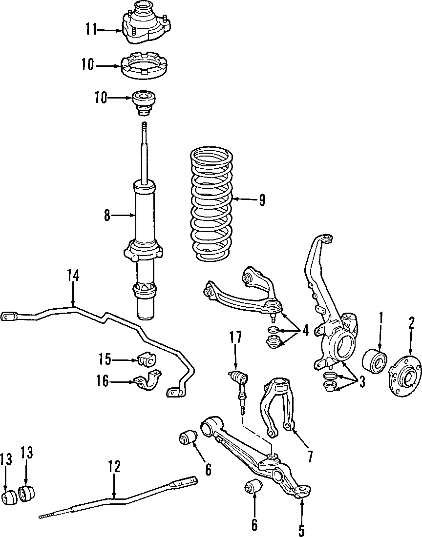 13FRONT SUSPENSION. LOWER CONTROL ARM. STABILIZER BAR. SUSPENSION COMPONENTS. UPPER CONTROL ARM.https://images.simplepart.com/images/parts/motor/fullsize/F643050.png