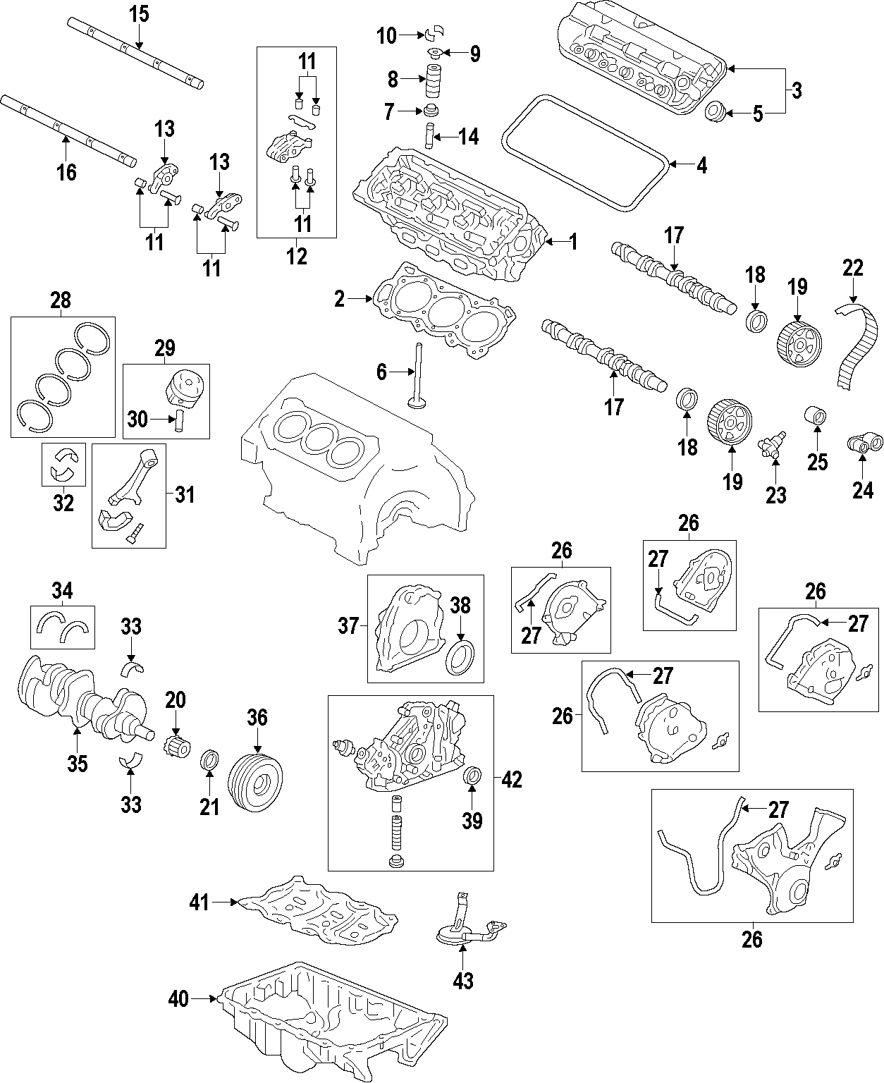 33CAMSHAFT & TIMING. CRANKSHAFT & BEARINGS. CYLINDER HEAD & VALVES. LUBRICATION. MOUNTS. PISTONS. RINGS & BEARINGS.https://images.simplepart.com/images/parts/motor/fullsize/F64C040.png