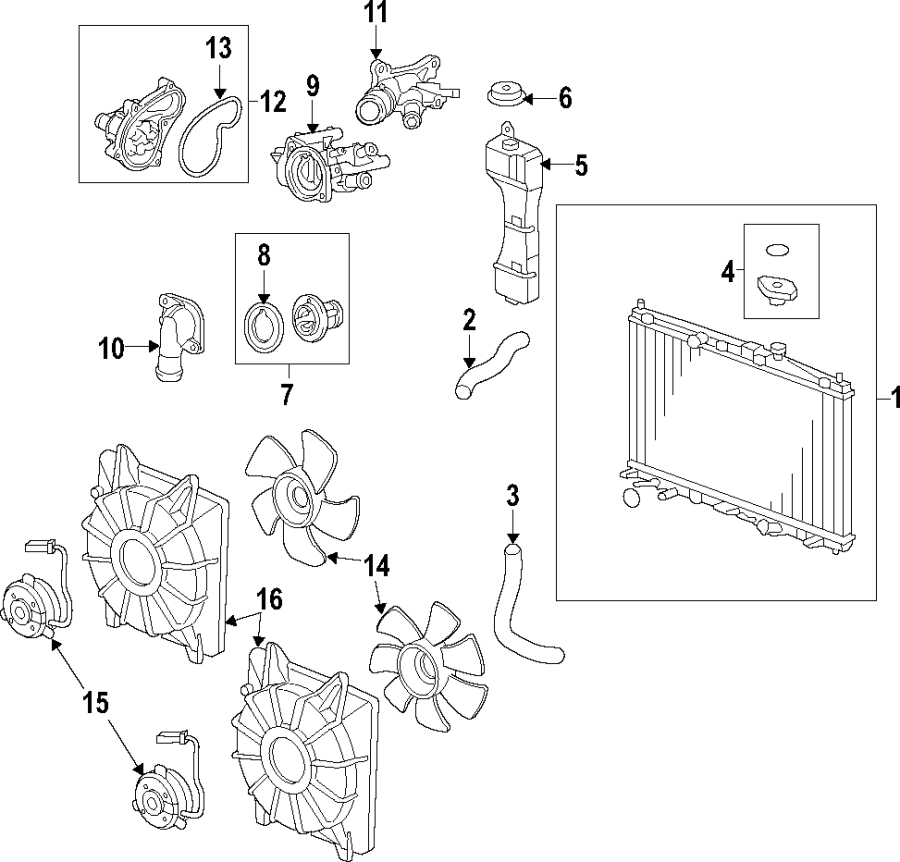 COOLING SYSTEM. COOLING FAN. RADIATOR. WATER PUMP.