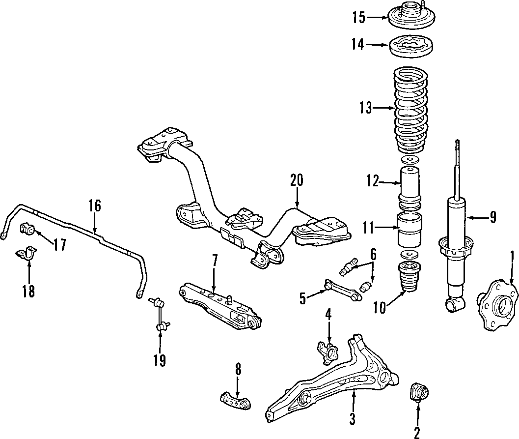 REAR SUSPENSION. LOWER CONTROL ARM. STABILIZER BAR. SUSPENSION COMPONENTS. UPPER CONTROL ARM.