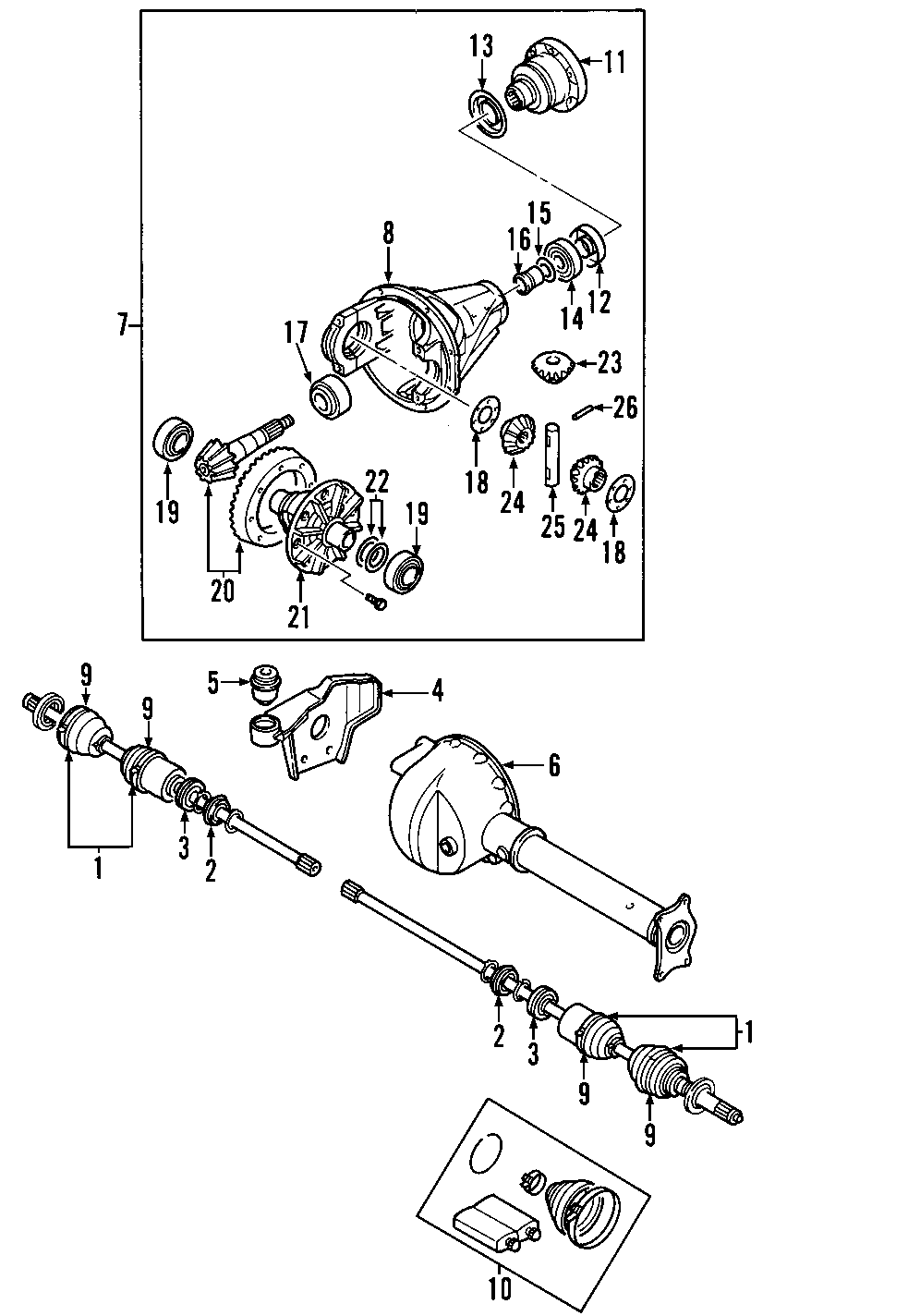 8DRIVE AXLES. AXLE SHAFTS & JOINTS. DIFFERENTIAL. FRONT AXLE. PROPELLER SHAFT.https://images.simplepart.com/images/parts/motor/fullsize/F664060.png