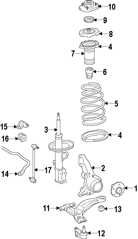 11FRONT SUSPENSION. LOWER CONTROL ARM. STABILIZER BAR. SUSPENSION COMPONENTS.https://images.simplepart.com/images/parts/motor/fullsize/F67D030.png