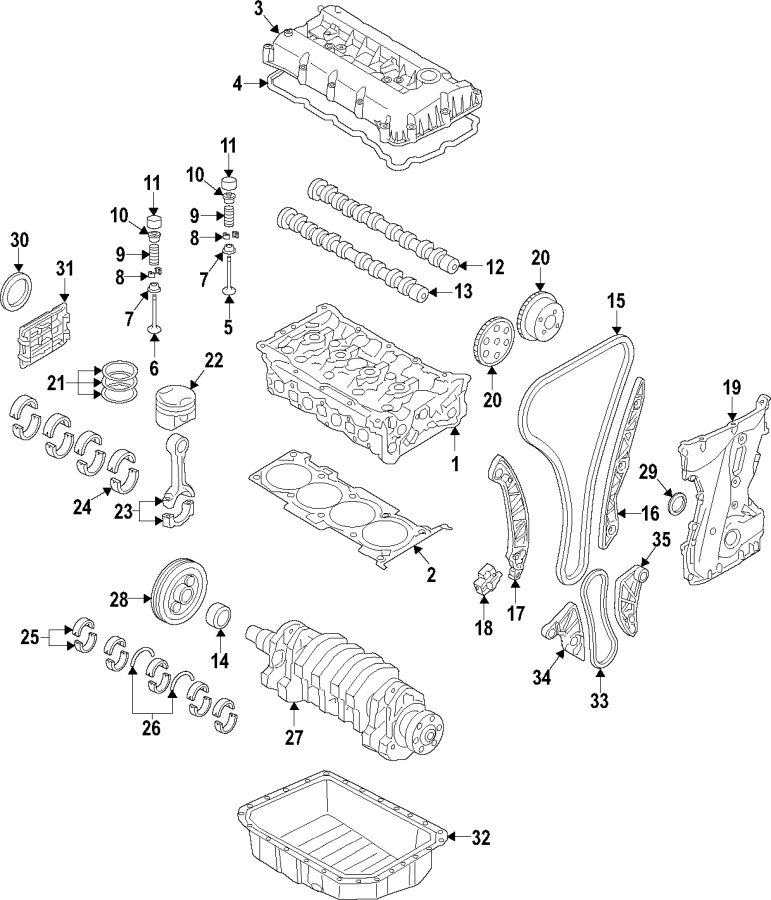 14CAMSHAFT & TIMING. CRANKSHAFT & BEARINGS. CYLINDER HEAD & VALVES. LUBRICATION. MOUNTS. PISTONS. RINGS & BEARINGS.https://images.simplepart.com/images/parts/motor/fullsize/F67E020.png