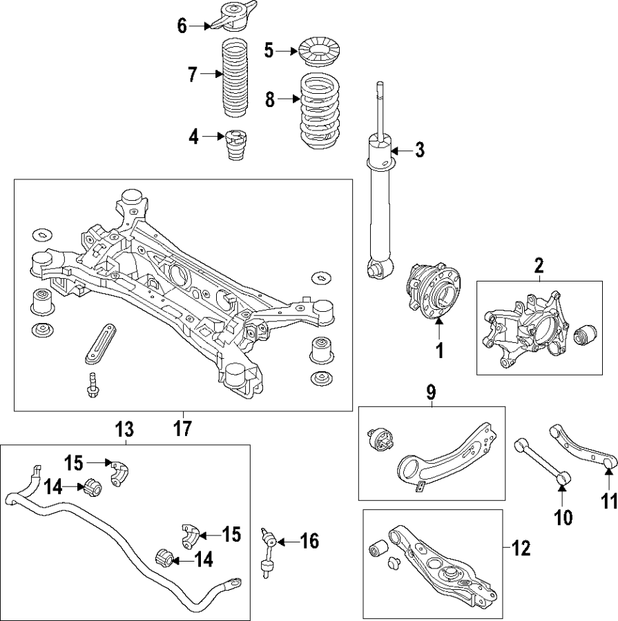 15REAR SUSPENSION. LOWER CONTROL ARM. STABILIZER BAR. SUSPENSION COMPONENTS. UPPER CONTROL ARM.https://images.simplepart.com/images/parts/motor/fullsize/F67E090.png