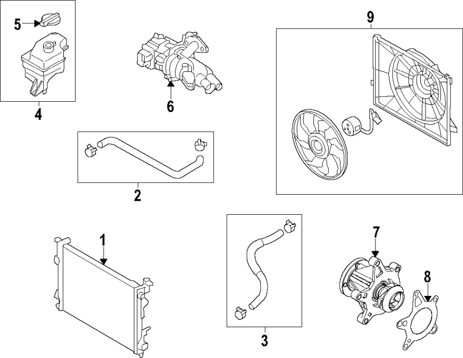 6Cooling system. Cooling fan. Radiator. Water pump.https://images.simplepart.com/images/parts/motor/fullsize/F67Q030.png