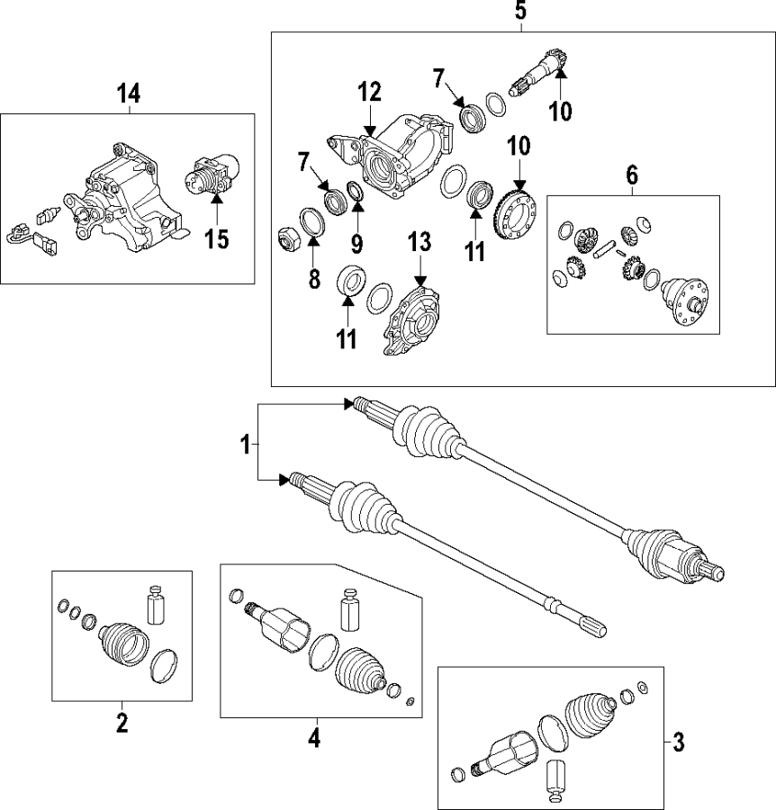 Rear axle. Axle shafts & joints. Differential. Drive axles. Propeller shaft.https://images.simplepart.com/images/parts/motor/fullsize/F67Q110.png