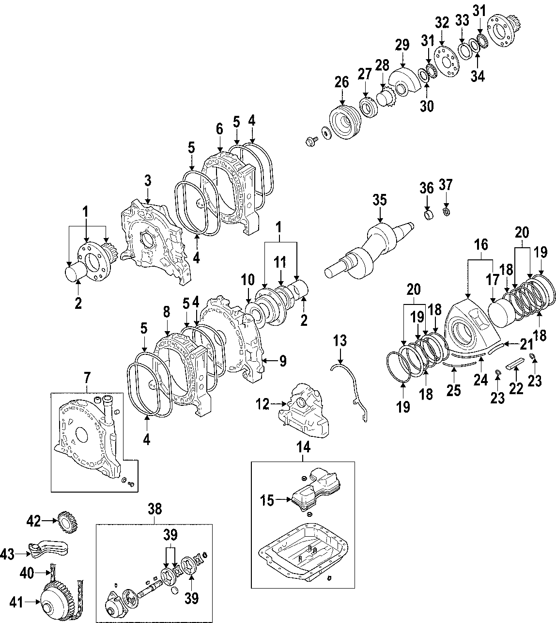 Diagram LUBRICATION. MOUNTS. OIL COOLER. OIL PAN. OIL PUMP. for your 2001 Mazda 626   