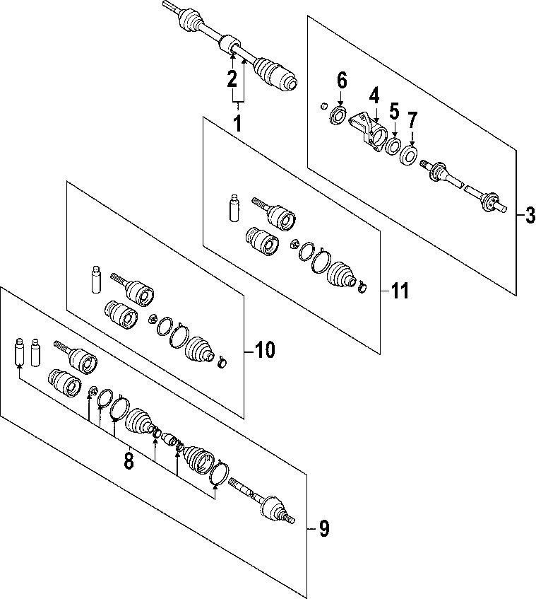 Diagram DRIVE AXLES. AXLE SHAFTS & JOINTS. for your Mazda CX-5  