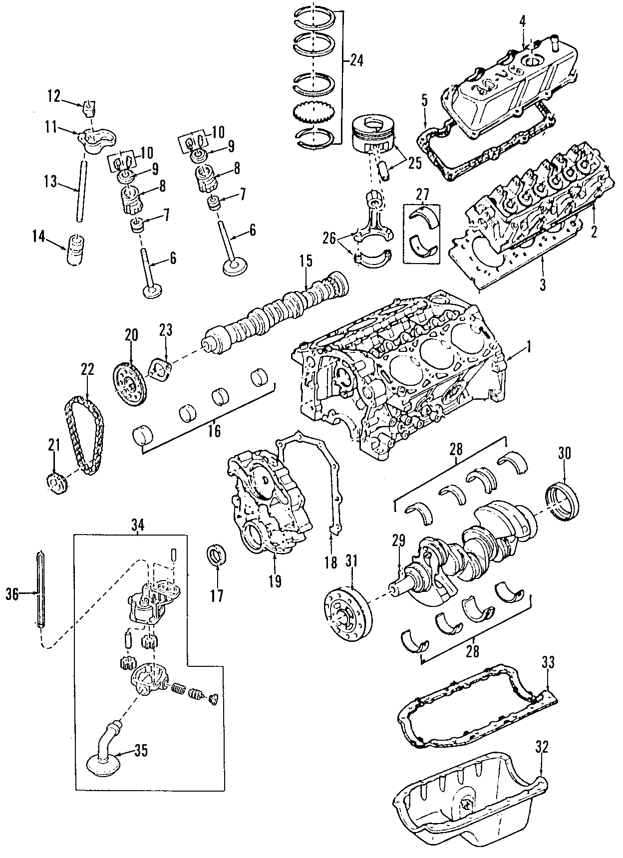 Diagram CAMSHAFT & TIMING. CRANKSHAFT & BEARINGS. CYLINDER HEAD & VALVES. LUBRICATION. MOUNTS. PISTONS. RINGS & BEARINGS. for your 1998 Mazda B3000  SE Extended Cab Pickup Fleetside 