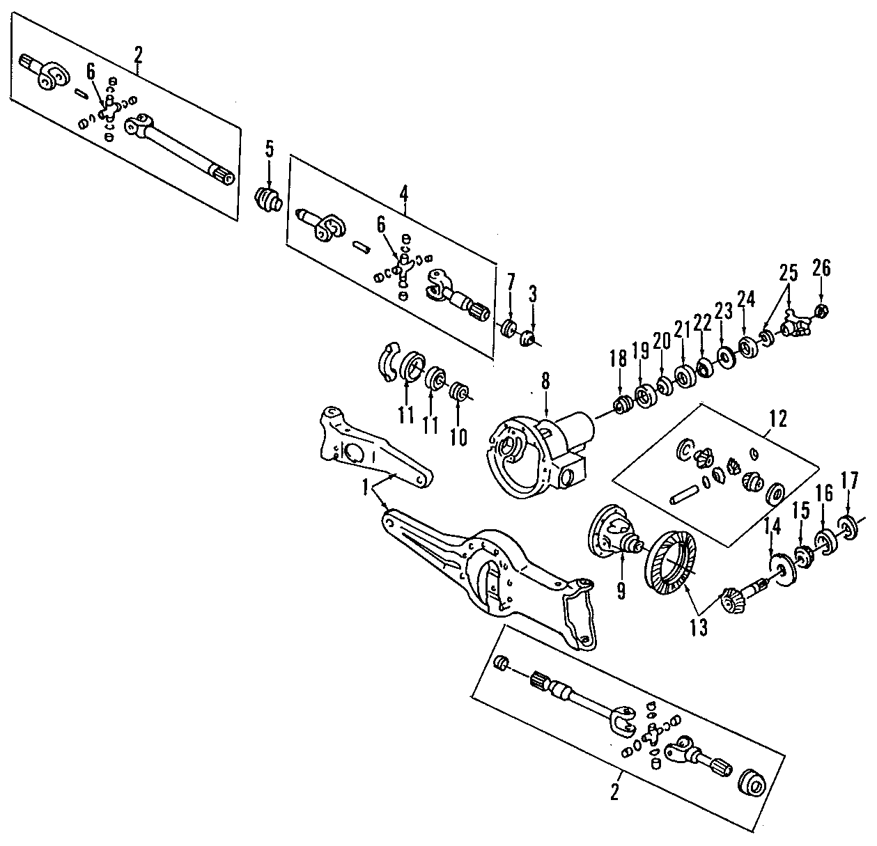 Diagram DRIVE AXLES. DIFFERENTIAL. FRONT AXLE. PROPELLER SHAFT. for your 2004 Mazda MIATA   