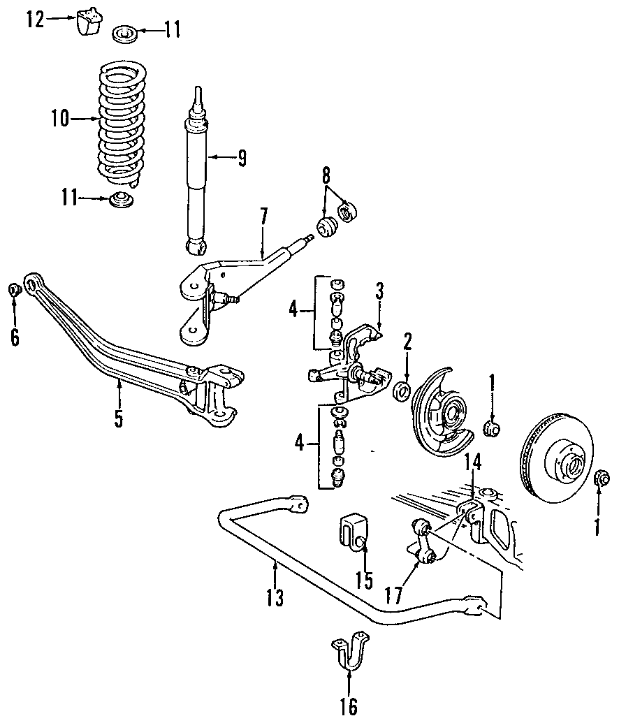 Diagram FRONT SUSPENSION. STABILIZER BAR. SUSPENSION COMPONENTS. for your Mazda B3000  