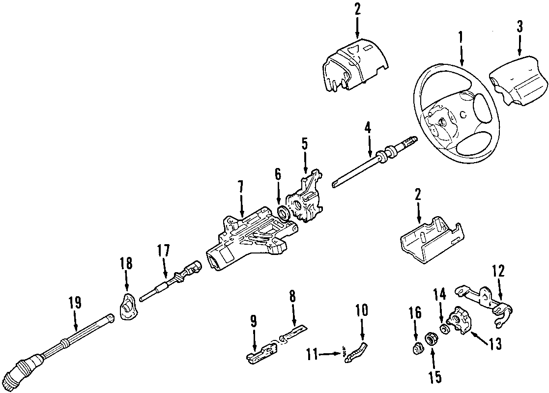 Diagram STEERING COLUMN. STEERING WHEEL. for your Mazda B3000  