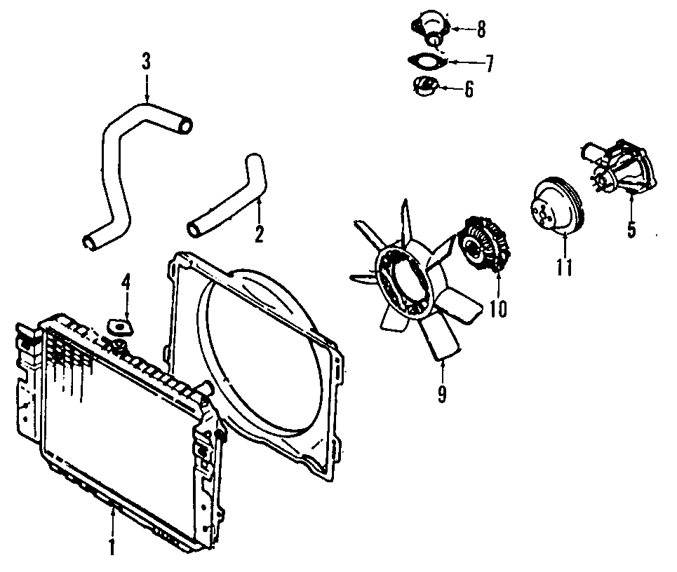 Diagram COOLING SYSTEM. COOLING FAN. RADIATOR. WATER PUMP. for your 1999 Mazda 626   