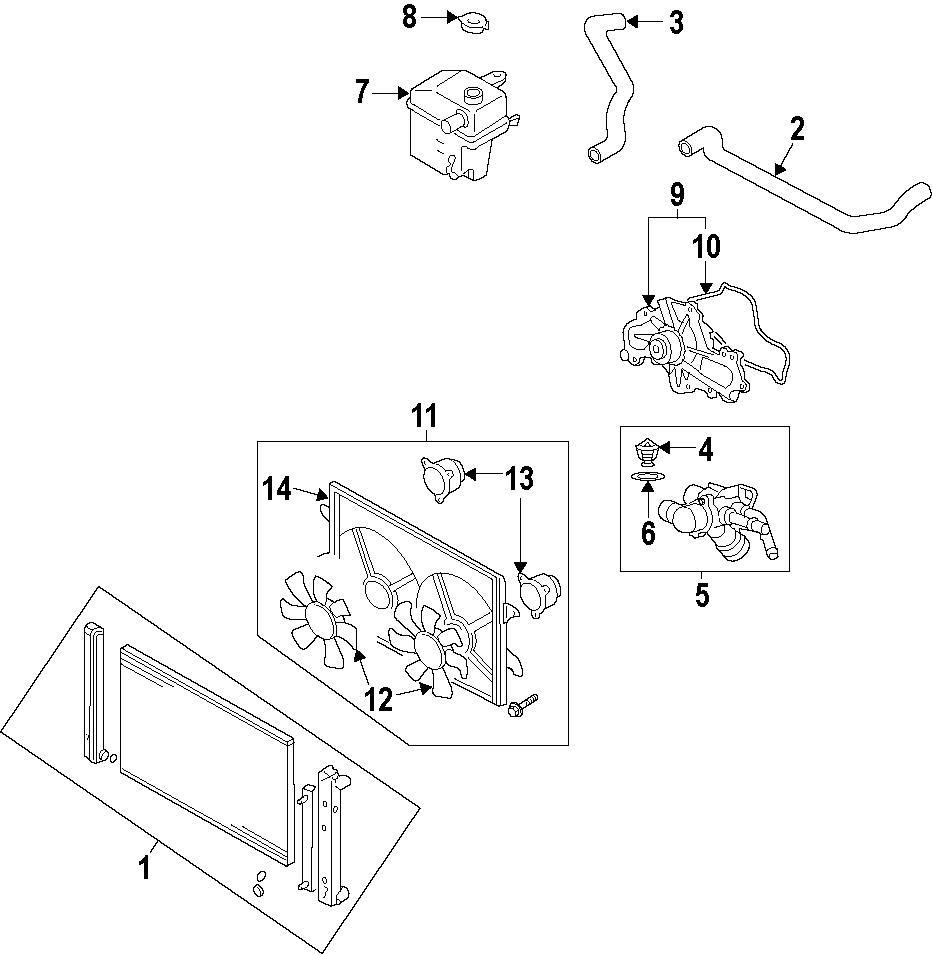 Diagram COOLING SYSTEM. COOLING FAN. RADIATOR. WATER PUMP. for your 1994 Mazda RX-7   